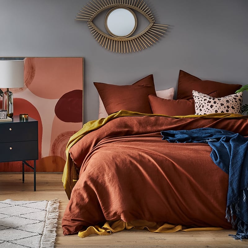 Vintage Washed Linen Sahara Quilt Cover