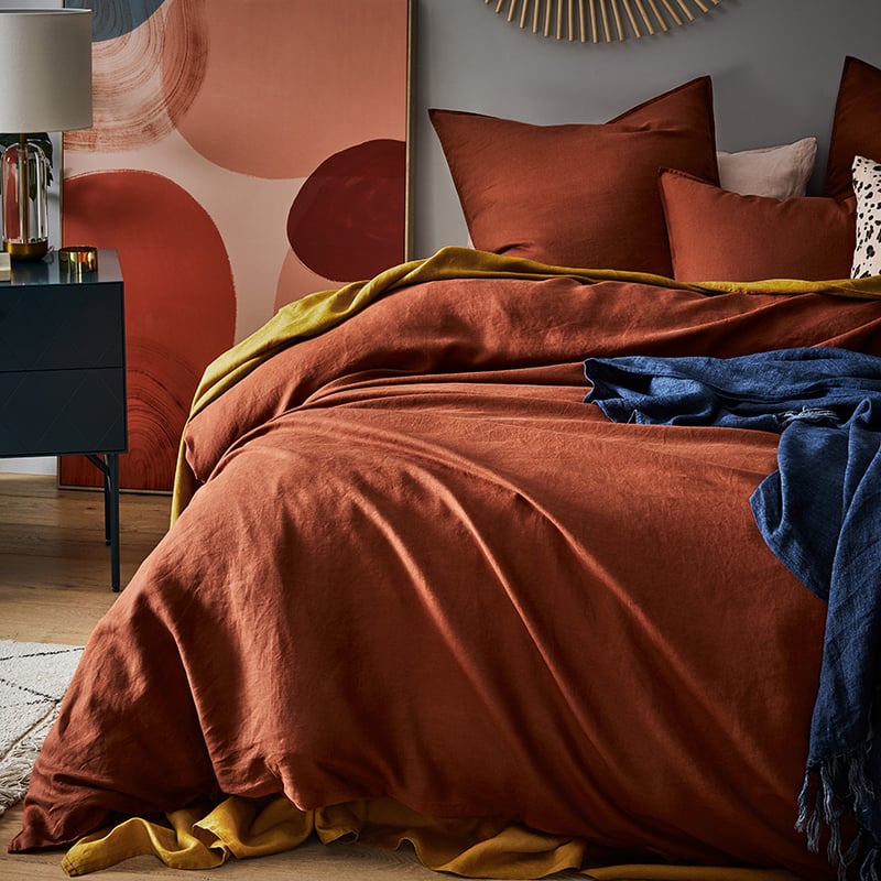 Vintage Washed Linen Sahara Quilt Cover