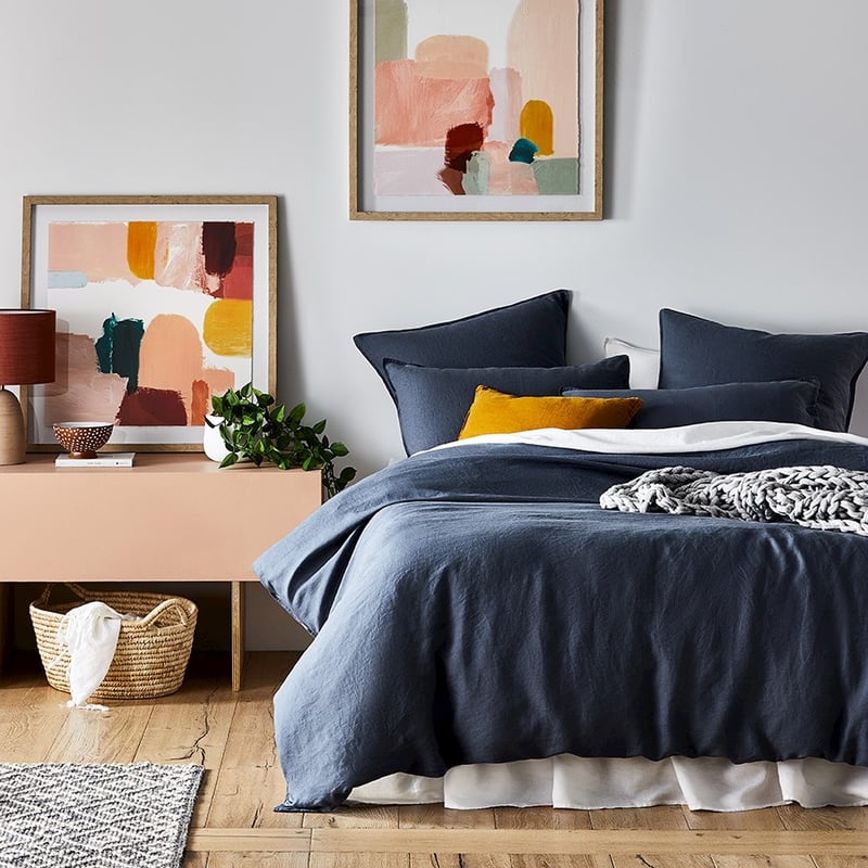 Vintage Washed Linen Steel Blue Quilt Cover