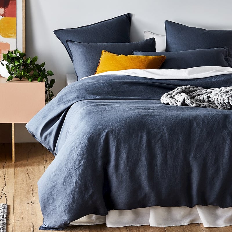 Vintage Washed Linen Steel Blue Quilt Cover