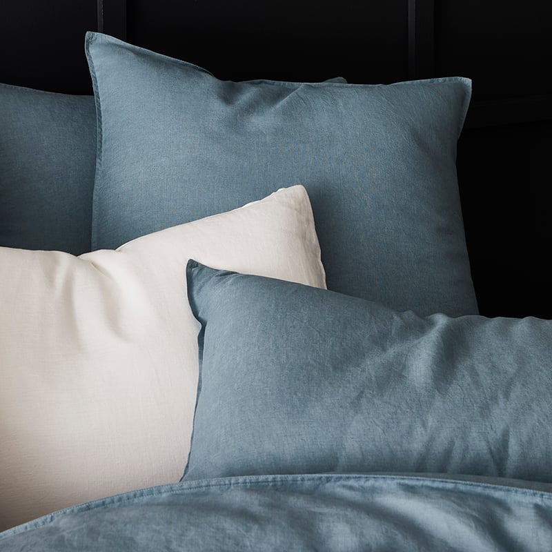 Vintage Washed Linen Quilt Cover Storm Blue