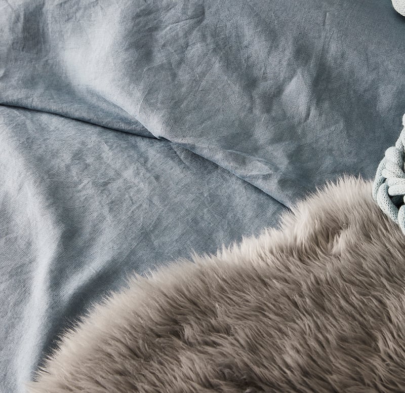 Vintage Washed Linen Quilt Cover Storm Blue