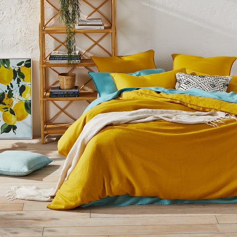 Vintage Washed Linen Sunflower Quilt Cover