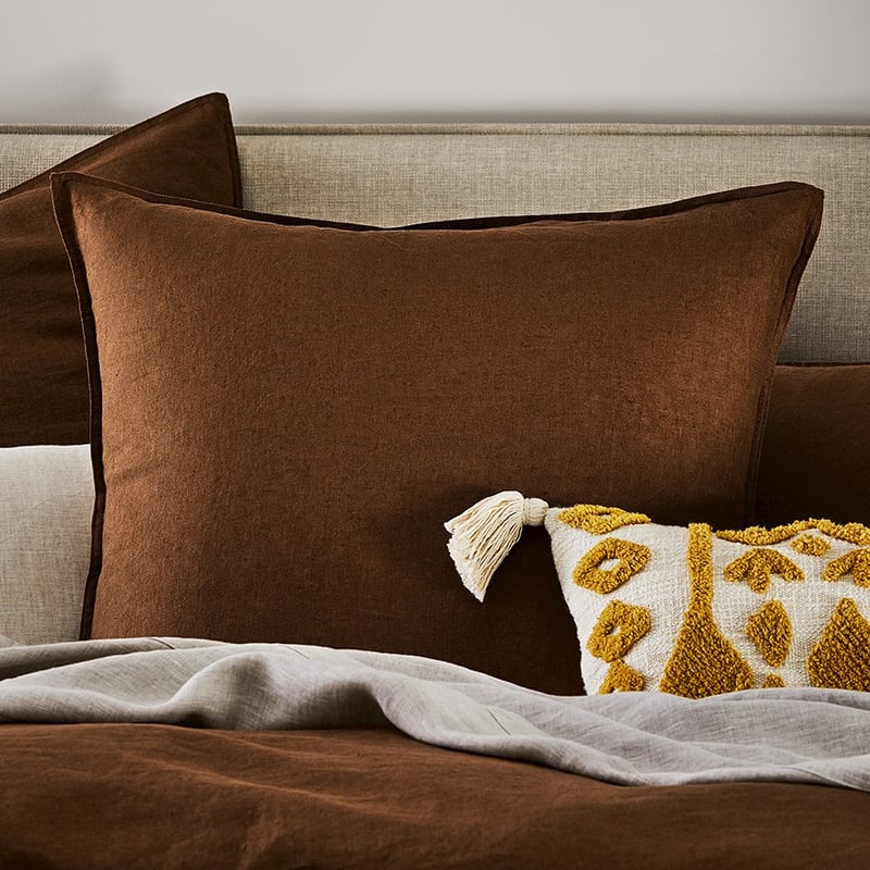 Vintage Washed Linen Tobacco Quilt Cover 