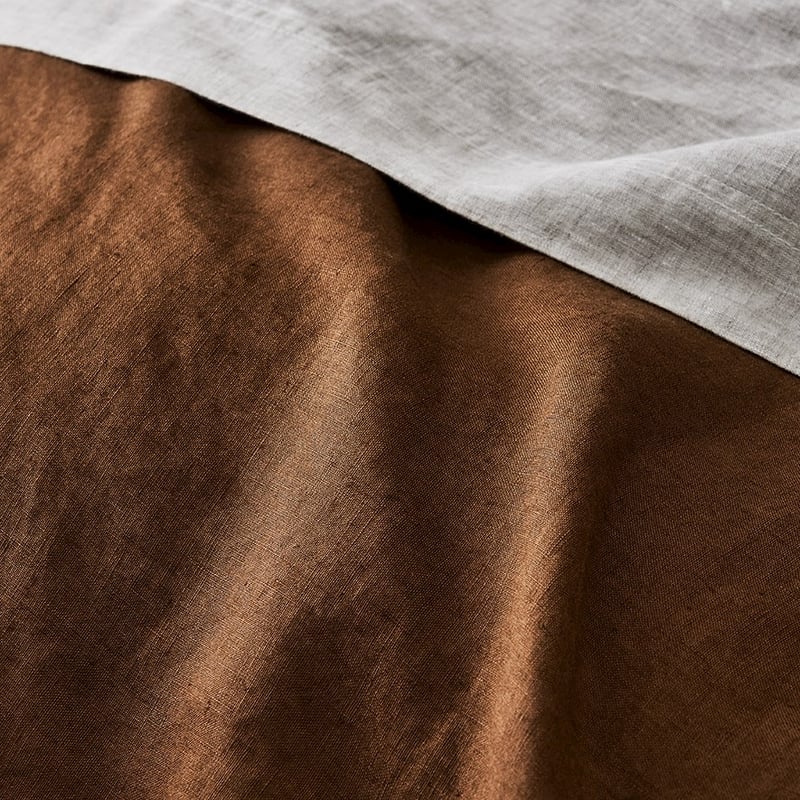 Vintage Washed Linen Tobacco Quilt Cover 