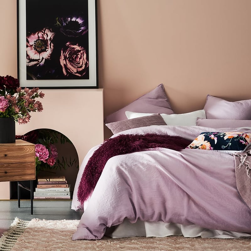 Vintage Washed Linen Quilt Cover Violet