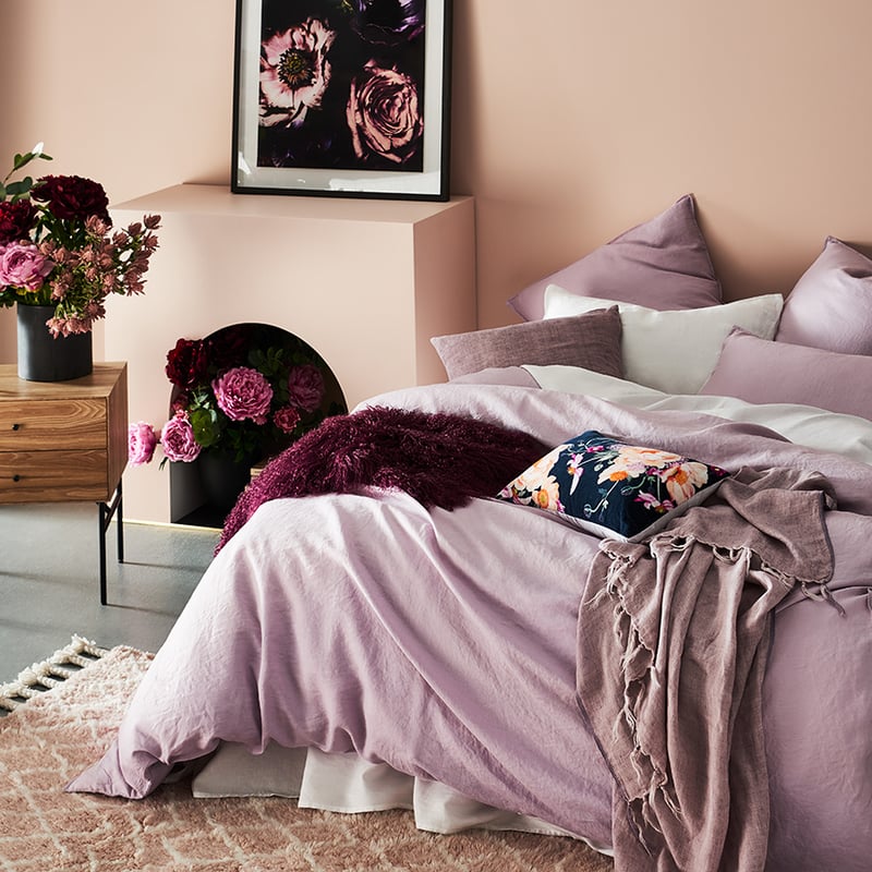 Vintage Washed Linen Quilt Cover Violet