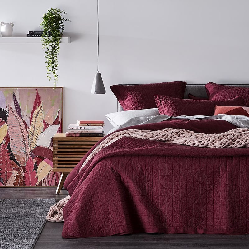 Vintage Washed Bordeaux Coverlet