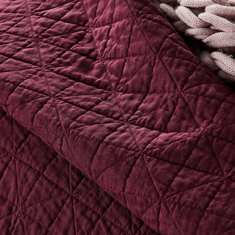 Vintage Washed Bordeaux Coverlet