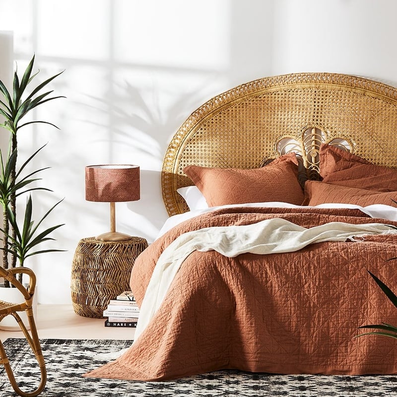 Vintage Washed Linen Brick Coverlet