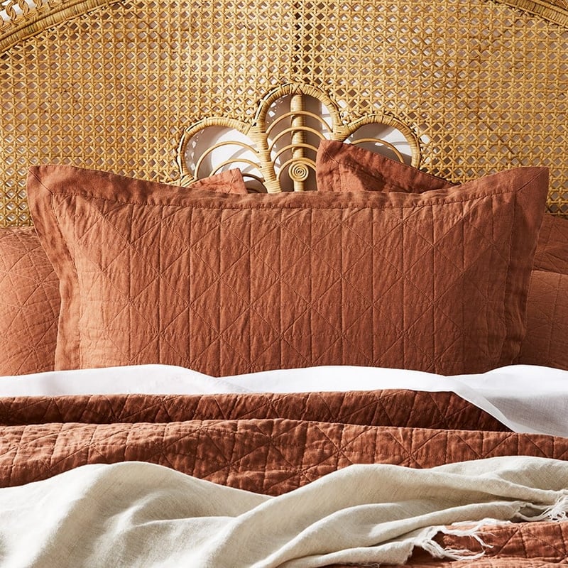 Vintage Washed Linen Brick Coverlet