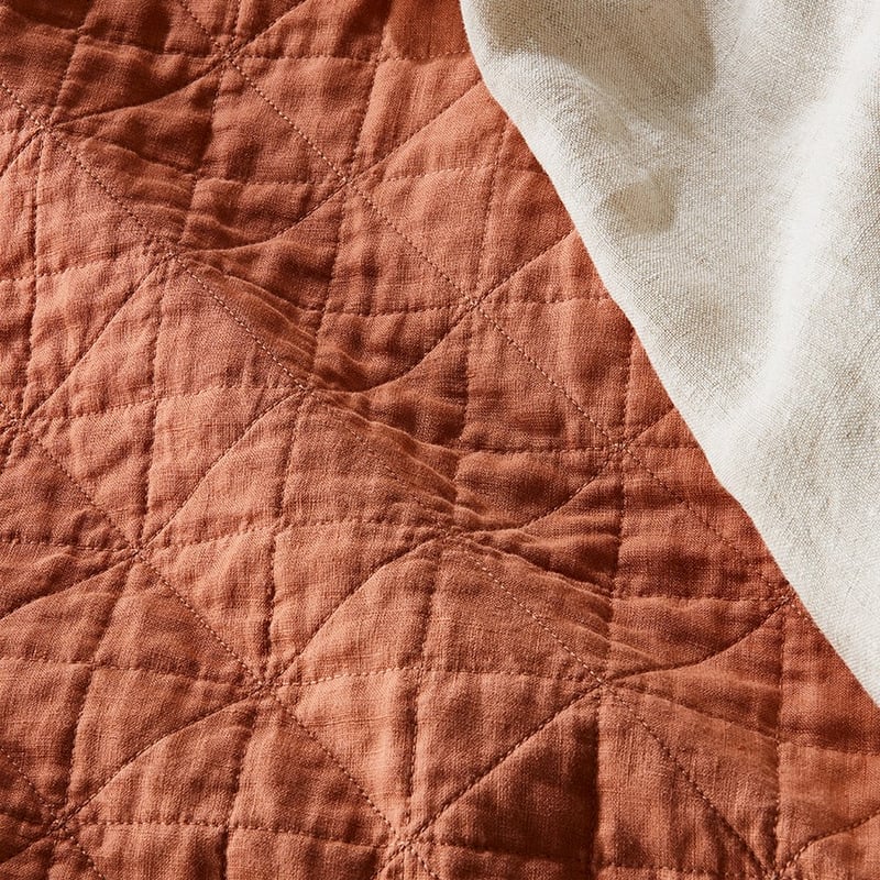 Vintage Washed Linen Brick Coverlet