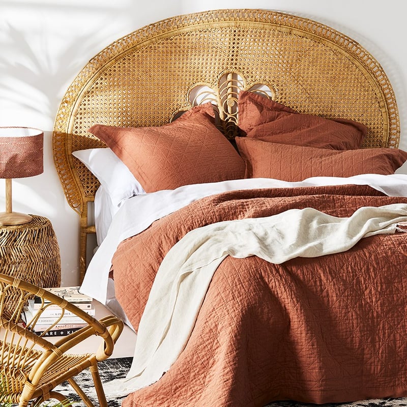 Vintage Washed Linen Brick Coverlet