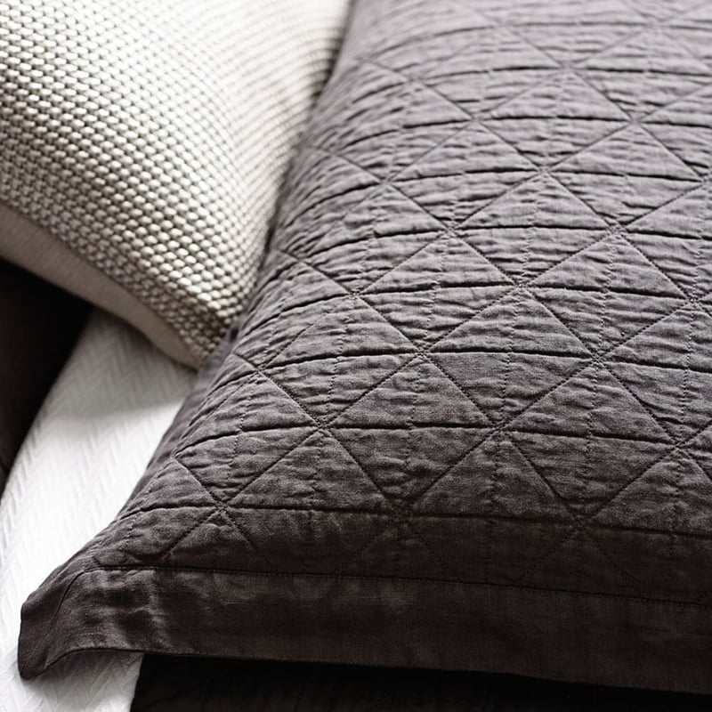 Vintage Washed Linen Coverlet Coal