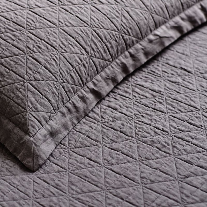 Vintage Washed Linen Coverlet Coal