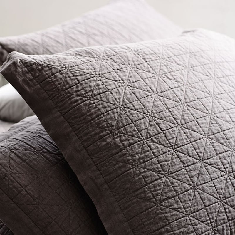 Vintage Washed Linen Coverlet Coal