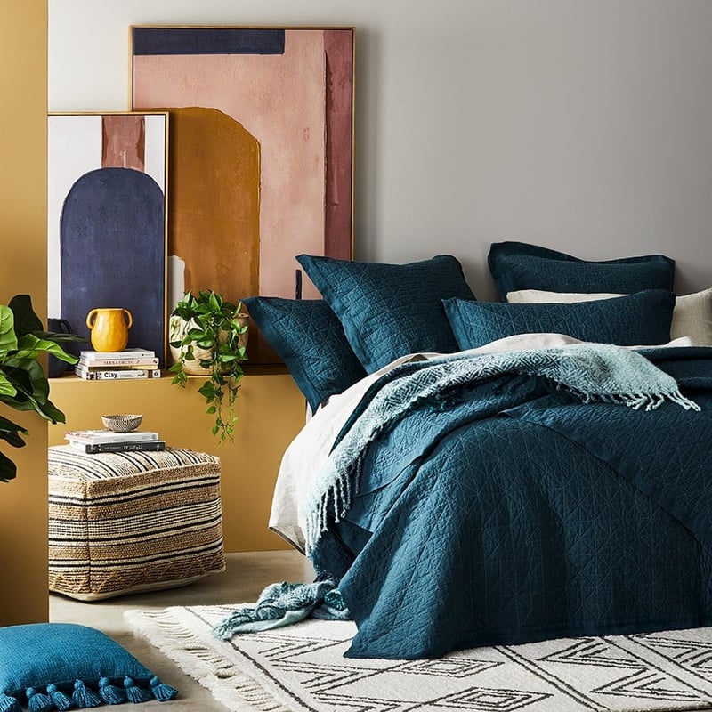 Vintage Washed Deep Teal Coverlet