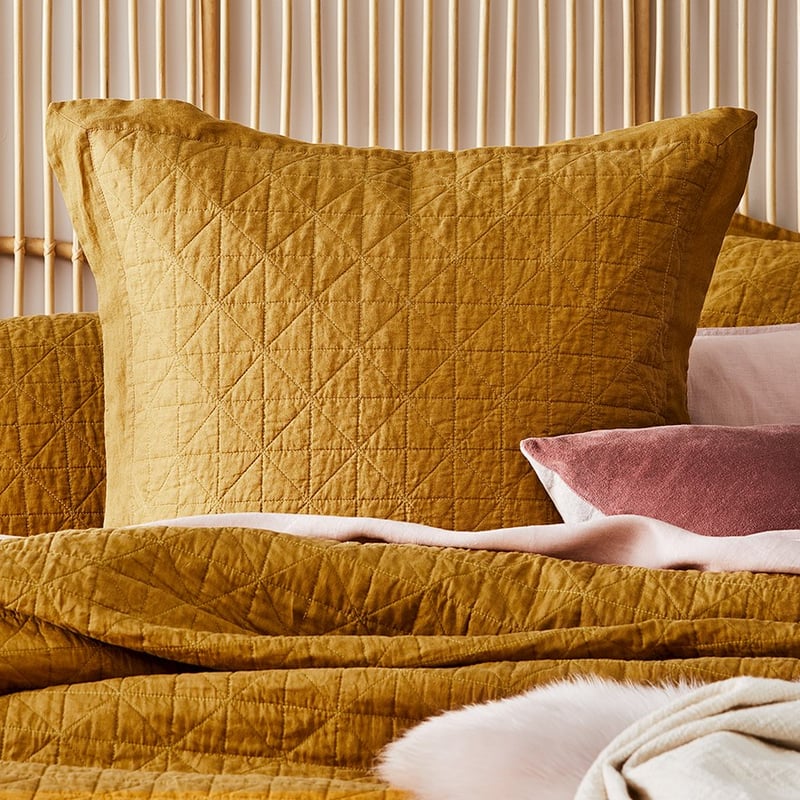 Vintage Washed Linen Dijon Coverlet