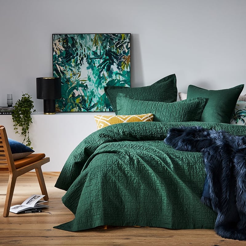 Vintage Washed Linen Ivy Coverlet