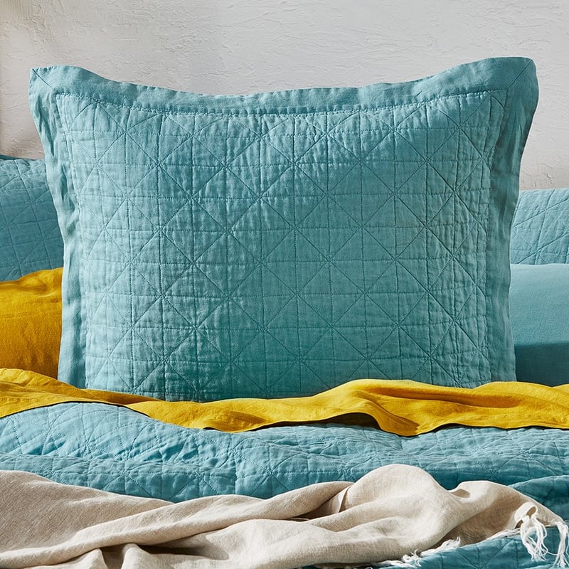 Vintage Washed Linen Marine Coverlet