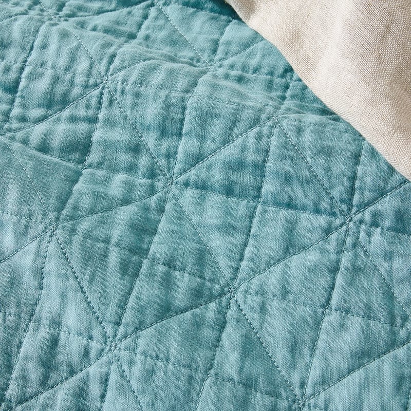 Vintage Washed Linen Marine Coverlet