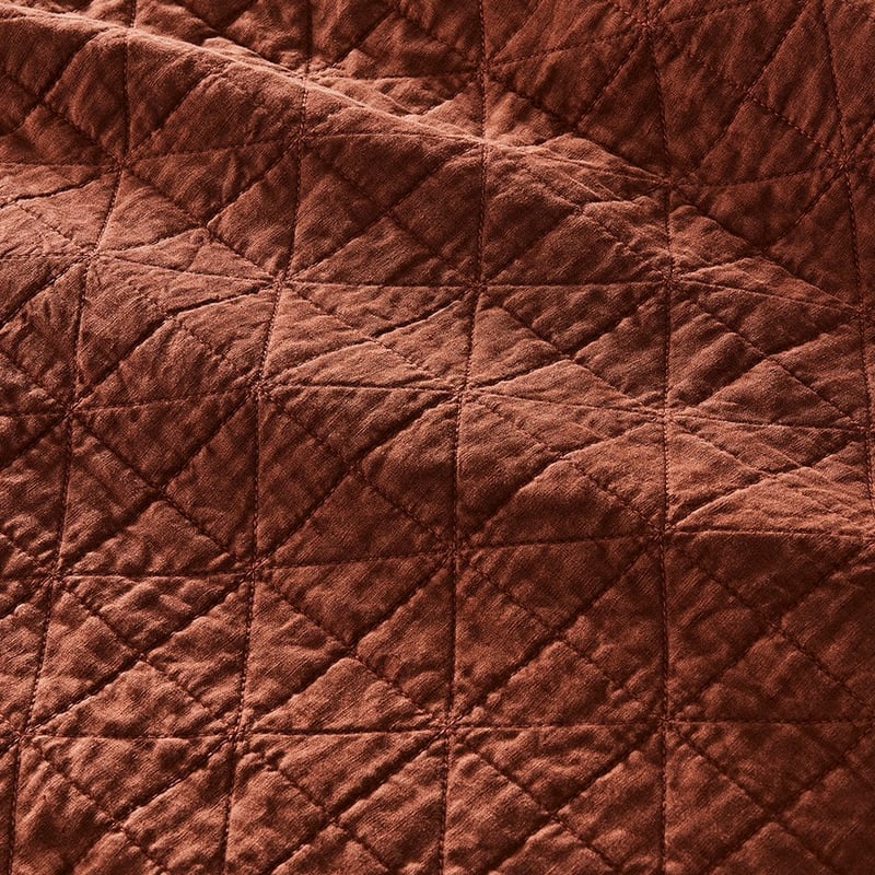 Vintage Washed Linen Paprika Coverlet