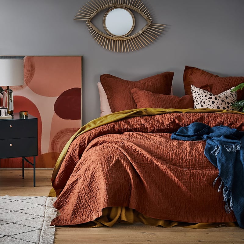 Vintage Washed Linen Sahara Coverlet