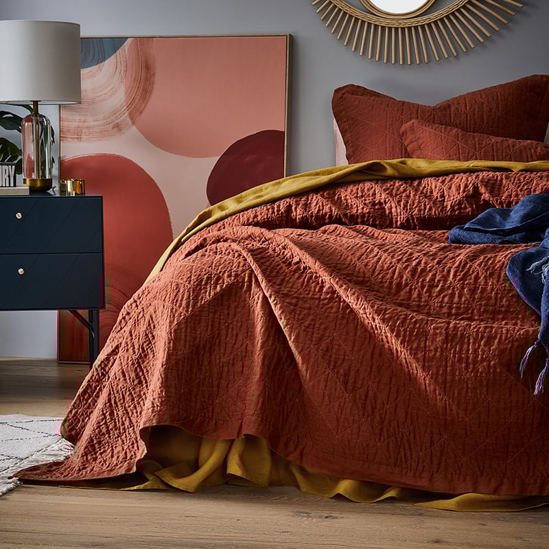 Vintage Washed Linen Sahara Coverlet