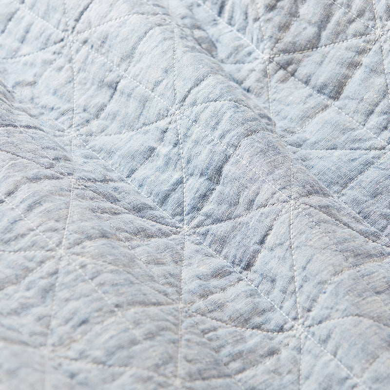 Vintage Washed Linen Sky Blue Coverlet