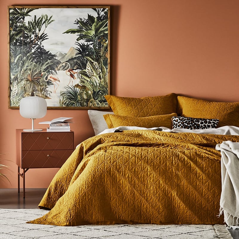 Vintage Washed Linen Spice Coverlet