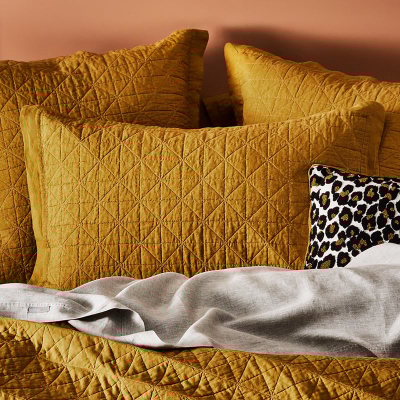 Vintage Washed Linen Spice Coverlet