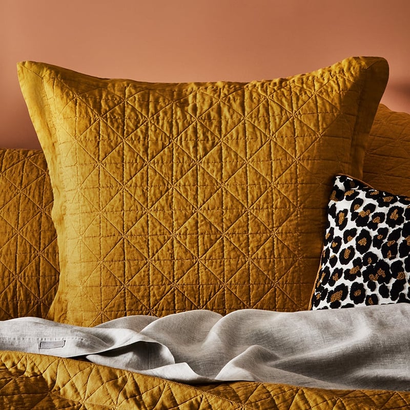 Vintage Washed Linen Spice Coverlet