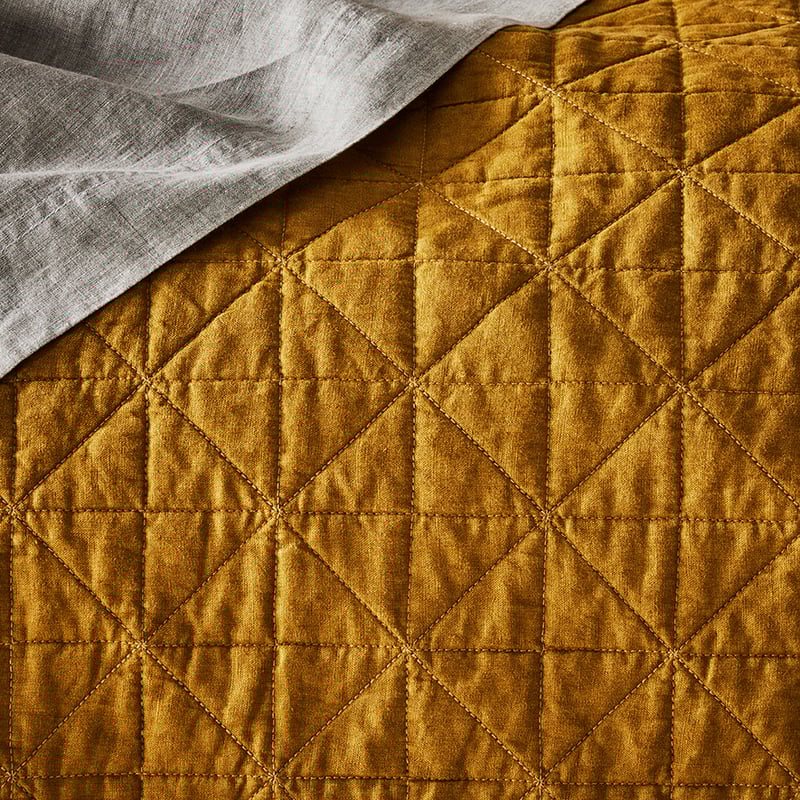 Vintage Washed Linen Spice Coverlet