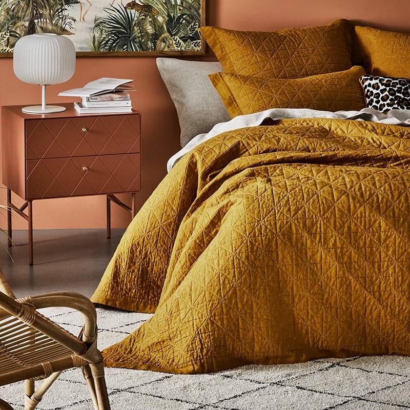 Vintage Washed Linen Spice Coverlet