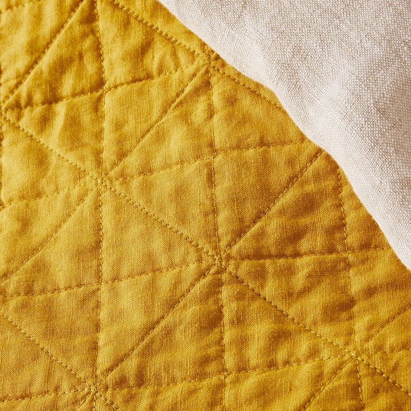 Vintage Washed Linen Sunflower Coverlet