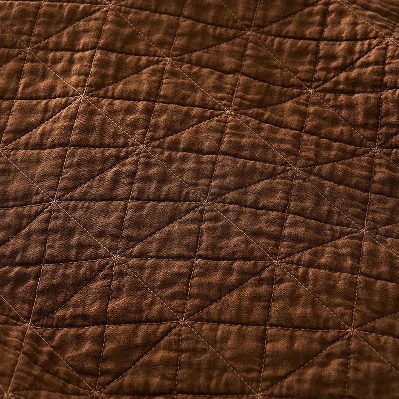 Vintage Washed Linen Tobacco Coverlet