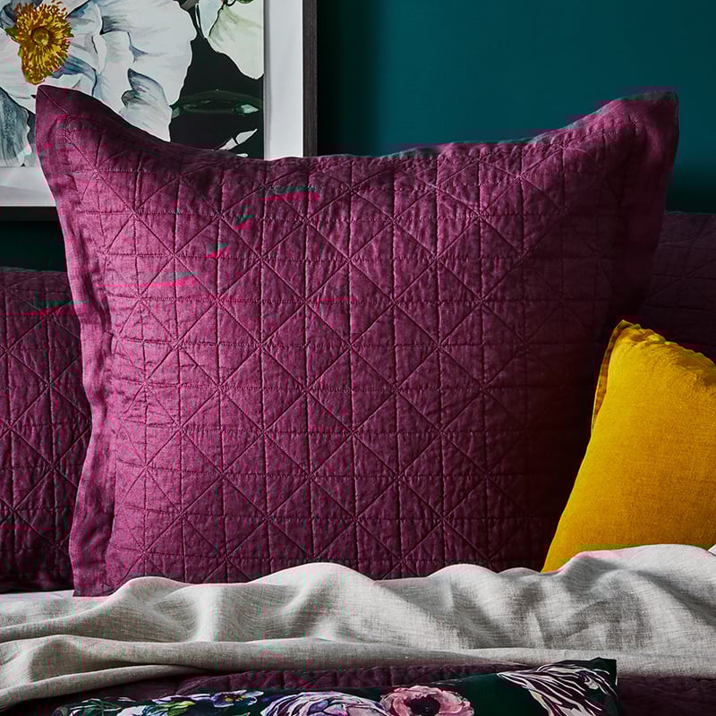 Vintage Washed Linen Wine Coverlet