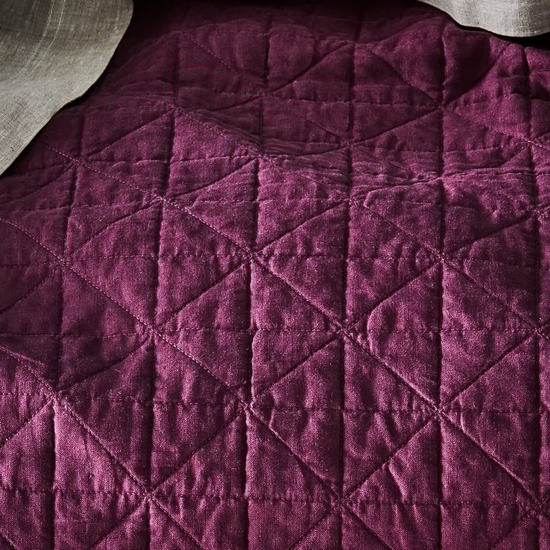 Vintage Washed Linen Wine Coverlet