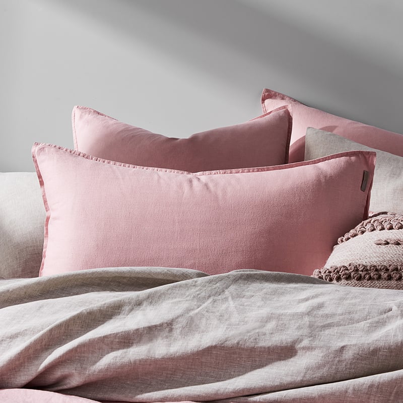 Vintage Washed Linen Blush Quilt Cover