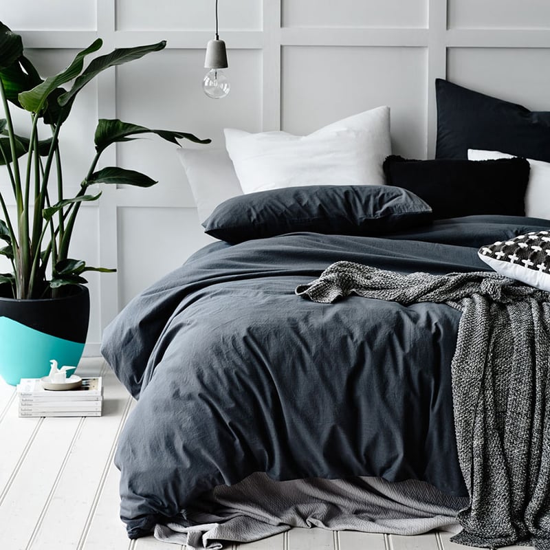 European Collection Stonewash Quilt Cover Coal