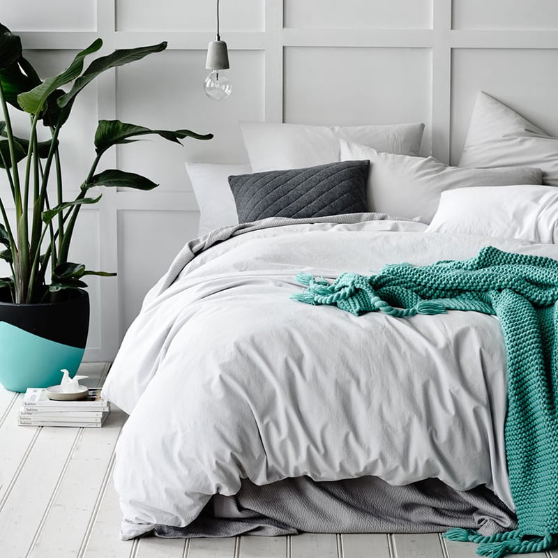 European Collection Stonewash Quilt Cover Silver