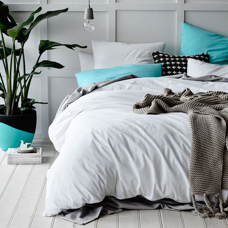 European Collection Stonewash Quilt Cover White