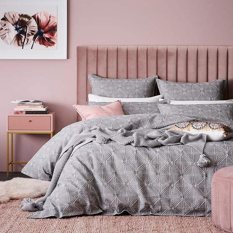 Villa Matelasse Quilt Cover Grey Marle