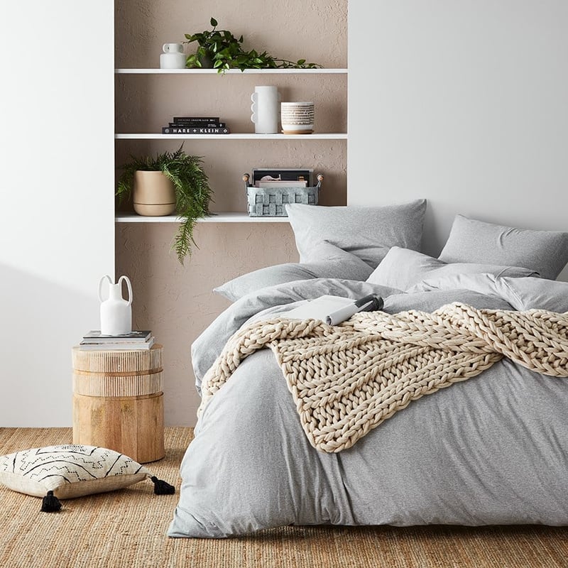 Ultra Soft Jersey Grey Marble Quilt Cover Separates