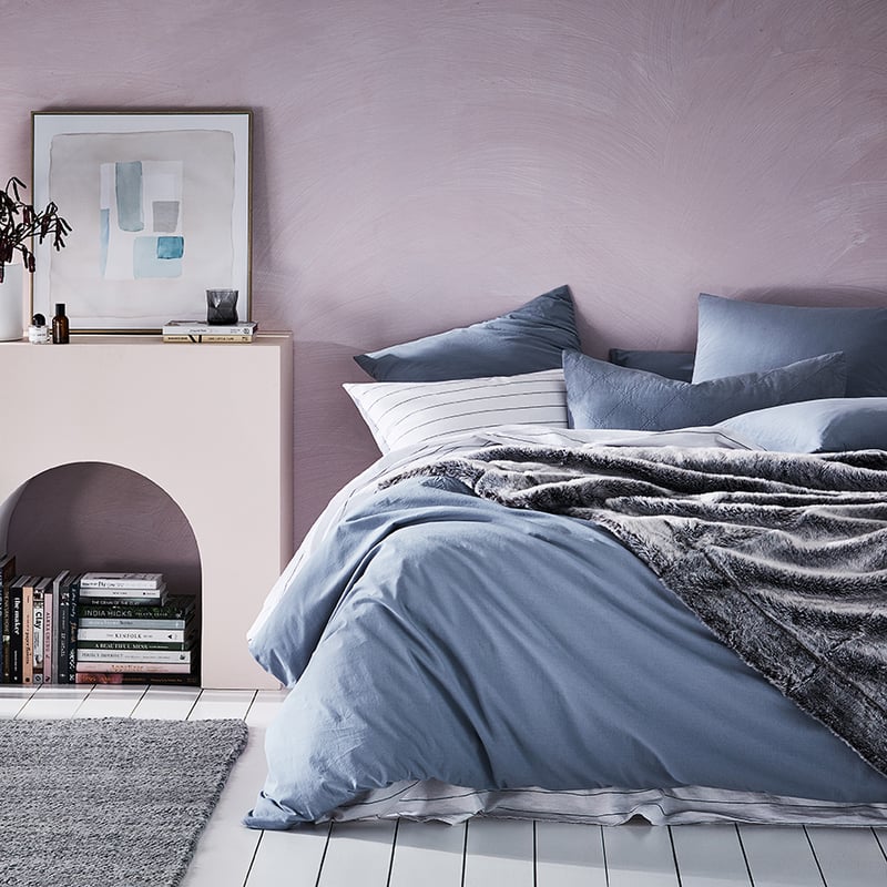 Stonewashed Cotton Dusty Blue Quilt Cover