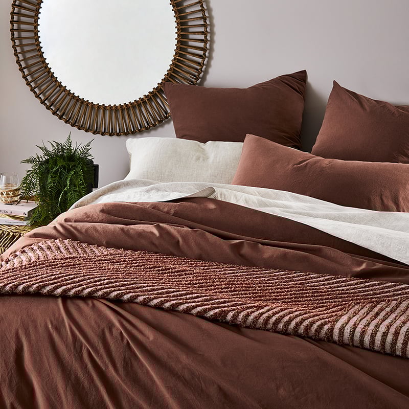 Stonewashed Cotton Mahogany Quilt Cover