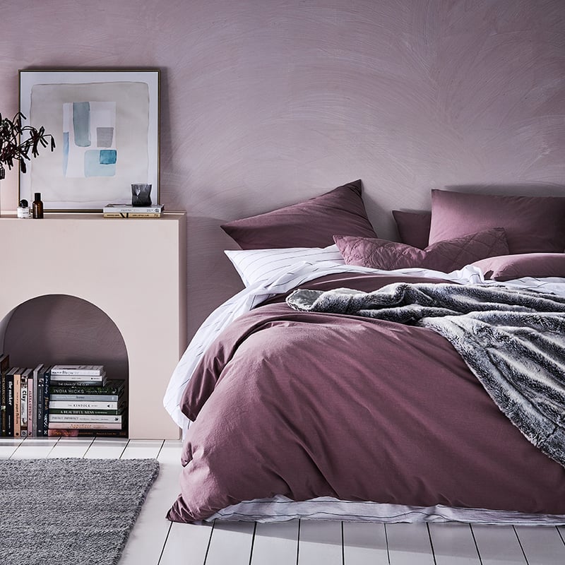 Stonewashed Cotton Mauve Quilt Cover