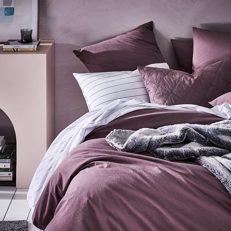 Stonewashed Cotton Mauve Quilt Cover