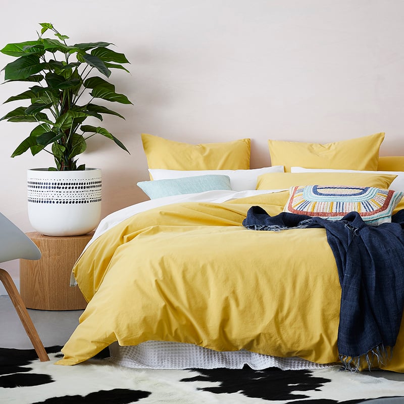 Stonewashed Cotton Quilt Cover Mustard