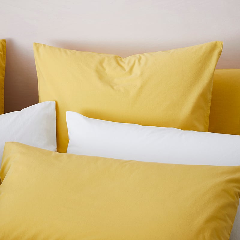 Stonewashed Cotton Quilt Cover Mustard